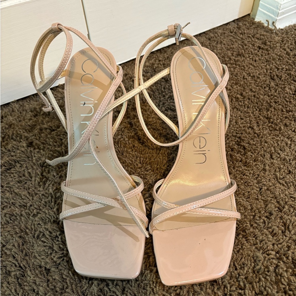 Calvin Klein Cream Heels Strappy Sandals